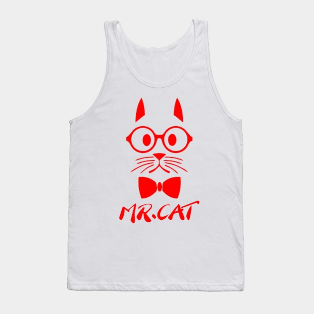 Red Mr Cat Tank Top by anbartshirts